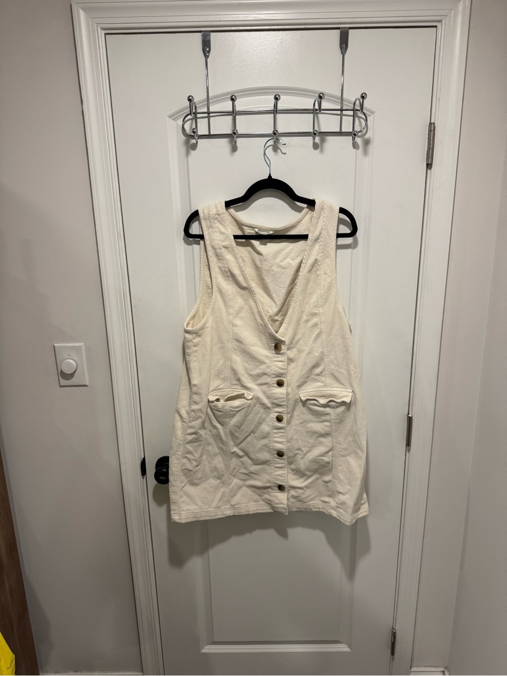 American Eagle Outfitters Cream Button-Front Mini Dress
